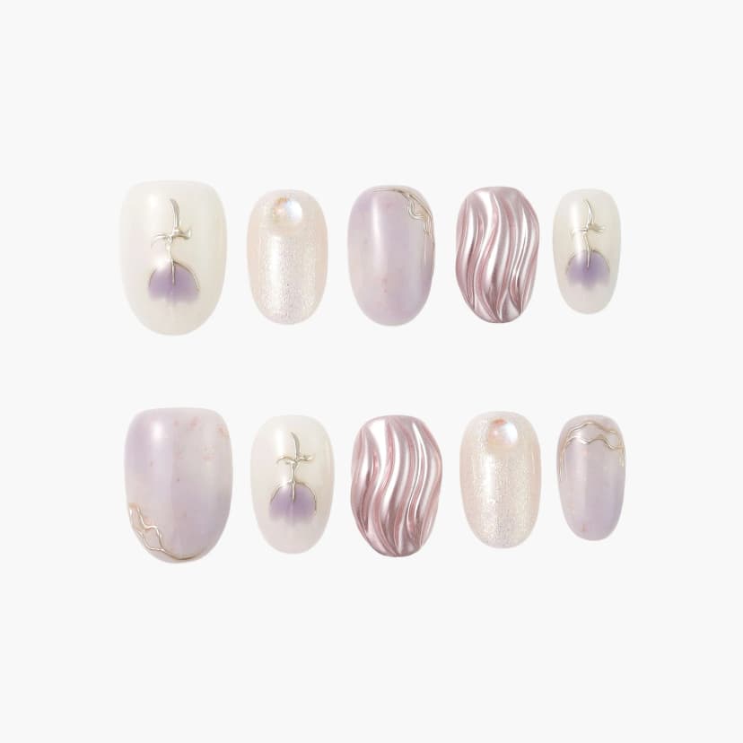 Mystic Lavender Short Oval Nails press on nails