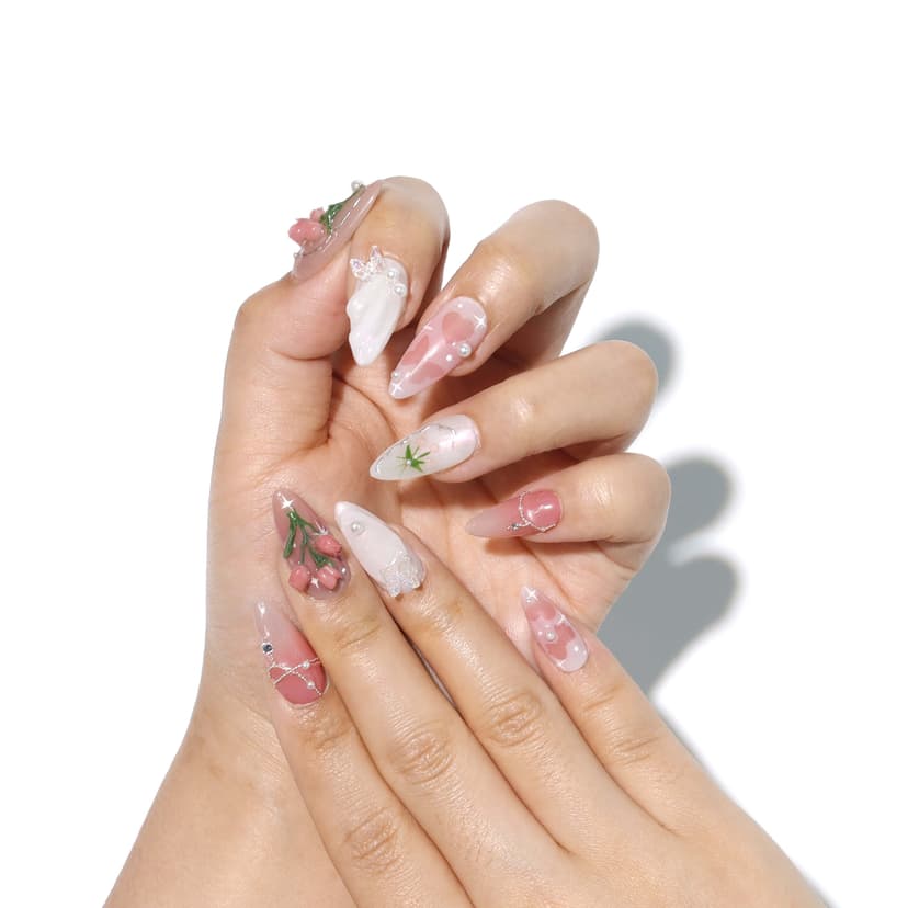 Lavender Pearl Medium Almond Nails press on nails
