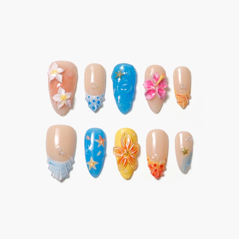 Floral Fantasy Medium Almond Nails press on nails