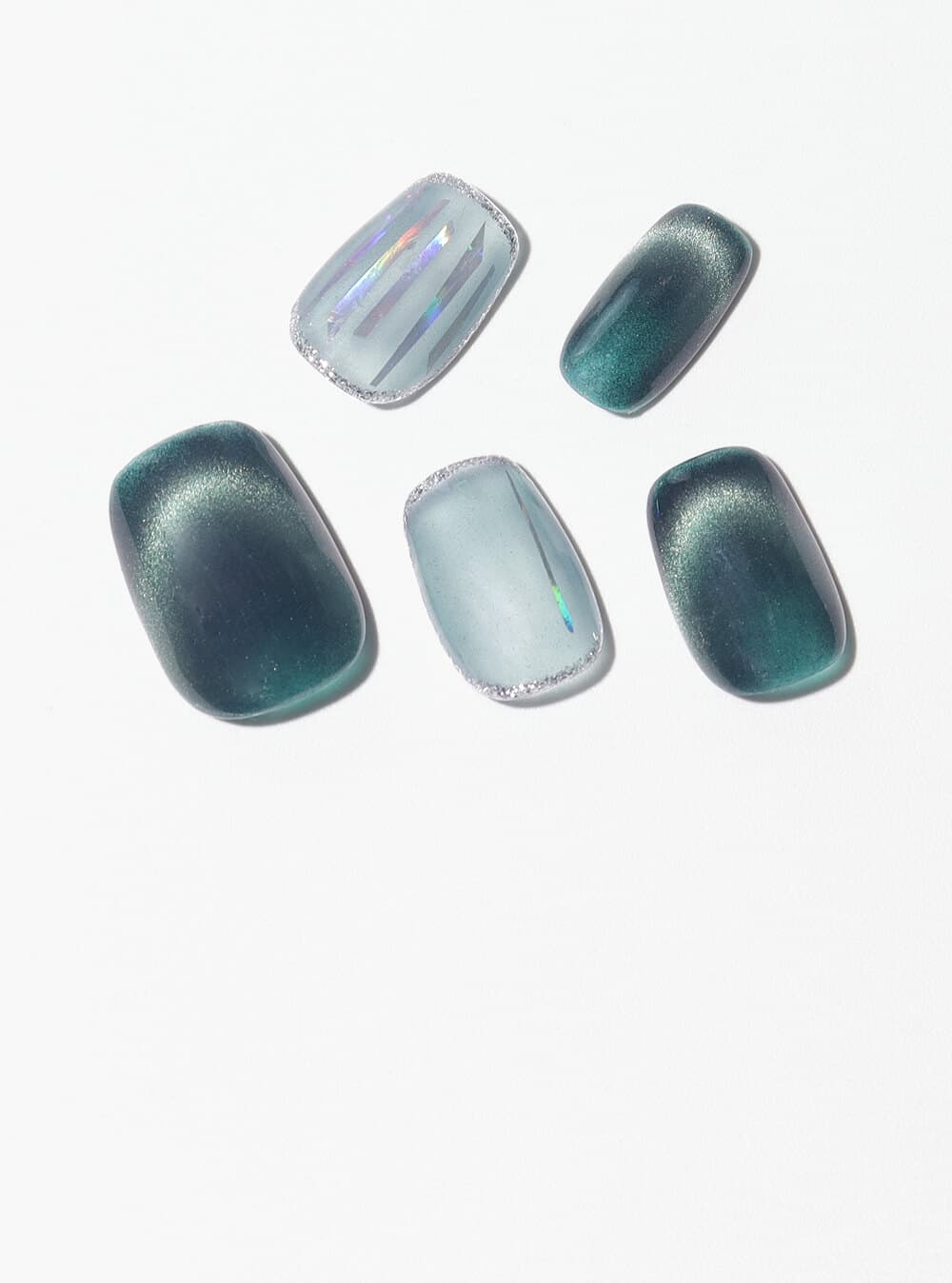 Gleaming Green Short Squoval Nails press on nails