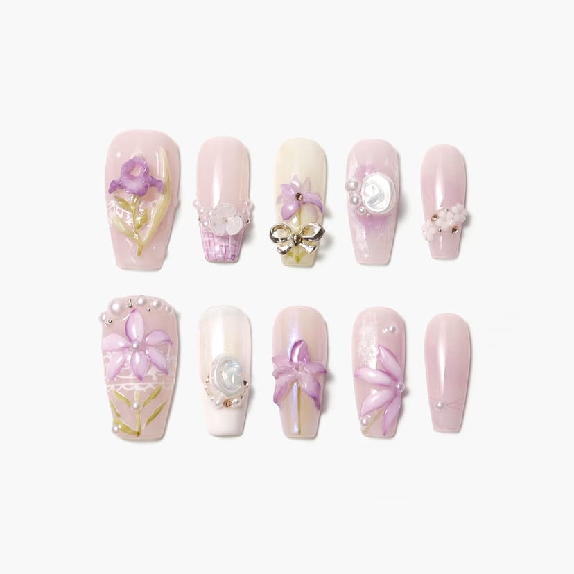 Lavender Grace Long Squoval Nails press on nails
