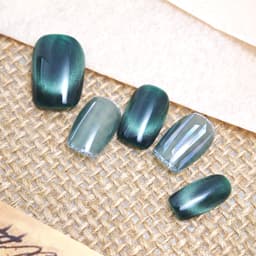 Gleaming Green Short Squoval Nails press on nails