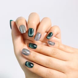 Gleaming Green Short Squoval Nails press on nails