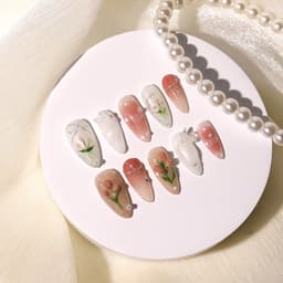 Lavender Pearl Medium Almond Nails press on nails