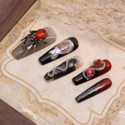 Crimson Web Long Squoval Nails press on nails