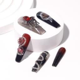 Crimson Web Long Squoval Nails press on nails