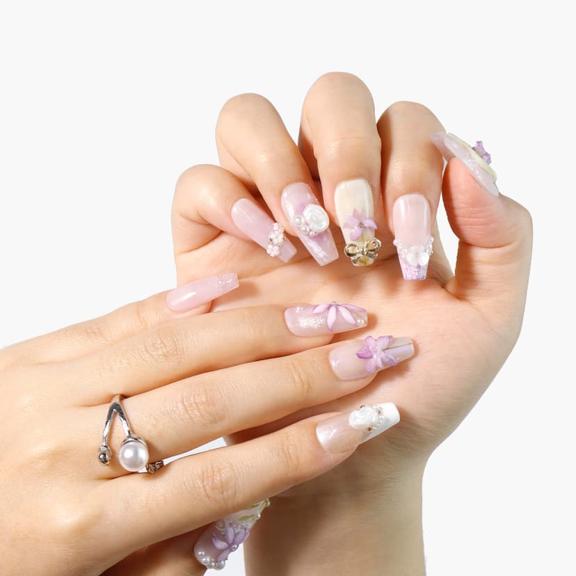 Lavender Grace Long Squoval Nails press on nails