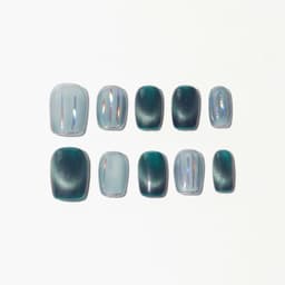 Gleaming Green Short Squoval Nails press on nails