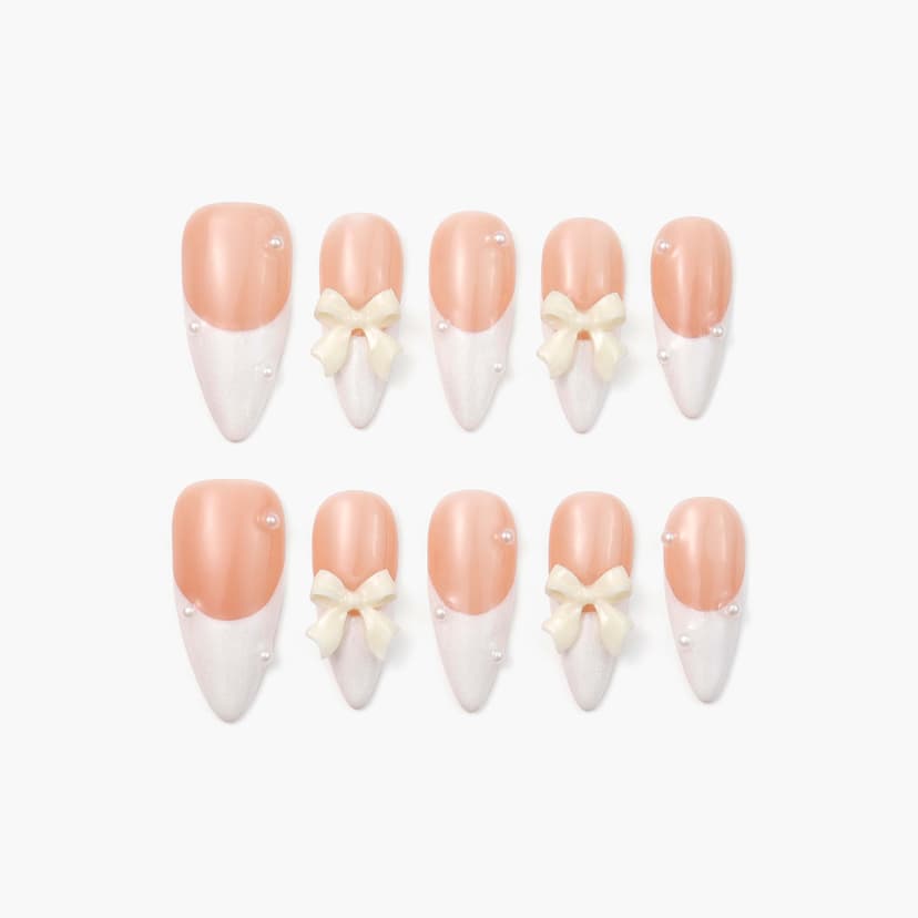 Bridal Glaze Medium Almond Nails press on nails