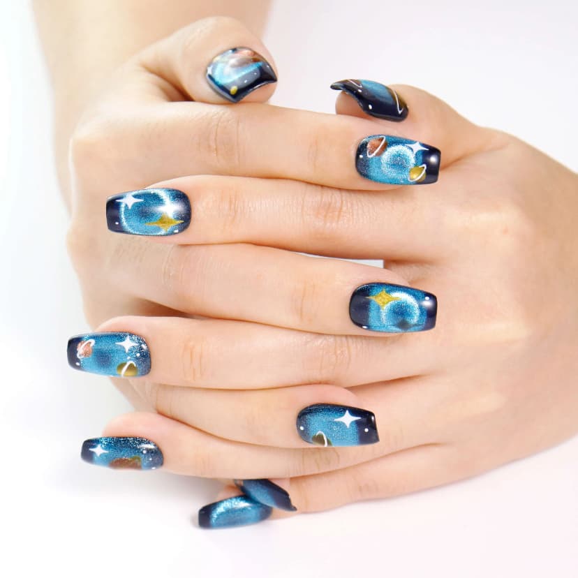 Galaxy Dream Short Square Nails press on nails