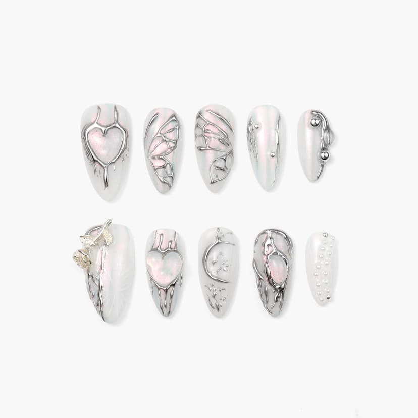 Monochrome Chic Medium Almond Nails press on nails