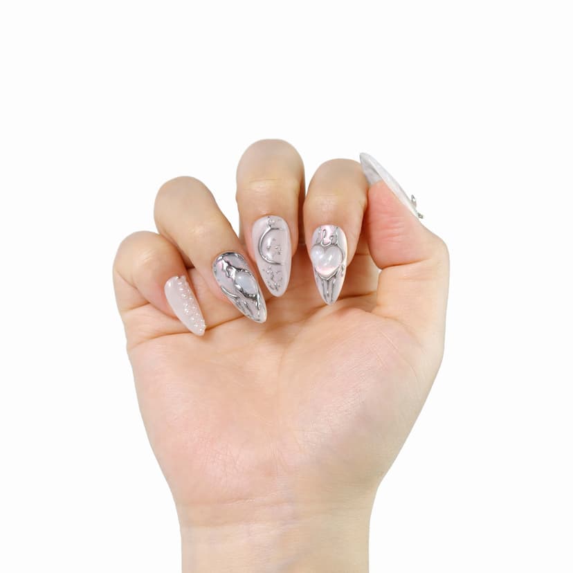 Monochrome Chic Medium Almond Nails press on nails