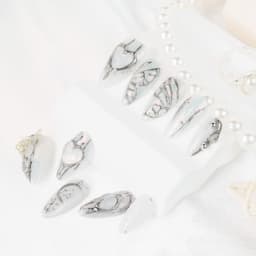 Monochrome Chic Medium Almond Nails press on nails