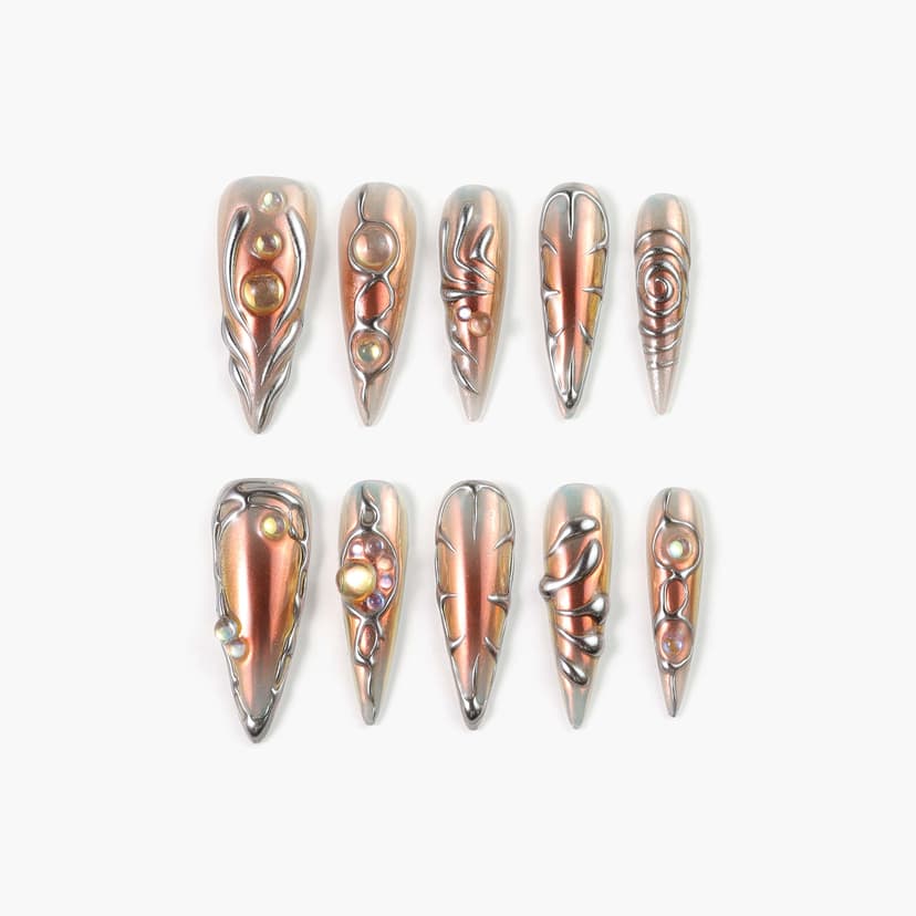 Cyber Goddess Long Stiletto Nails press on nails