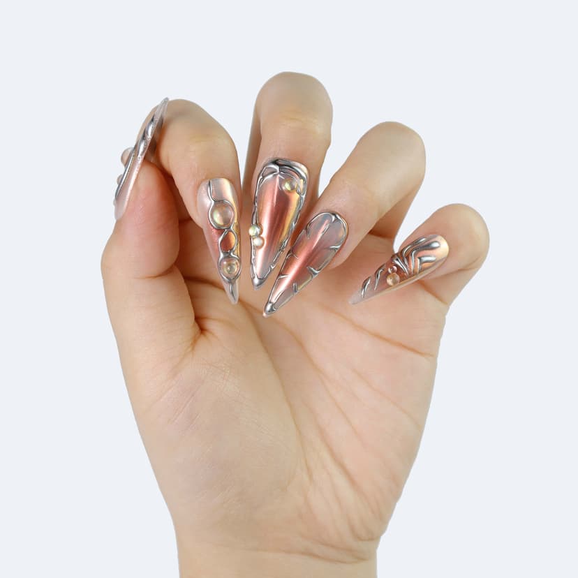 Cyber Goddess Long Stiletto Nails press on nails