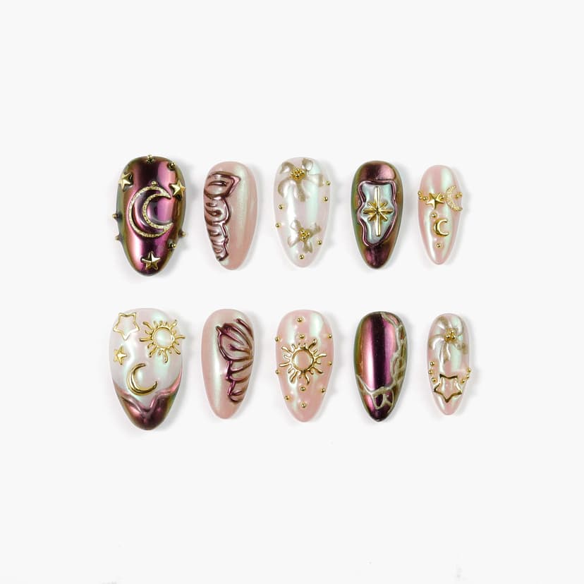 Celestial Goddess Short Almond Nails press on nails