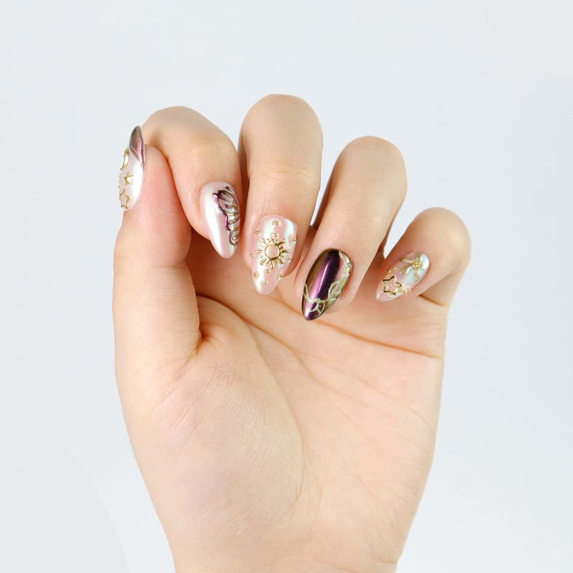 Celestial Goddess Short Almond Nails press on nails