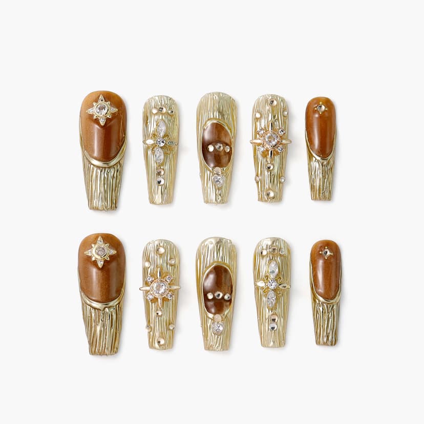 Gilded Long Squoval Nails press on nails