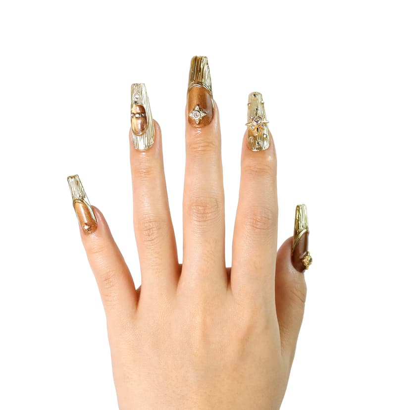 Gilded Long Squoval Nails press on nails