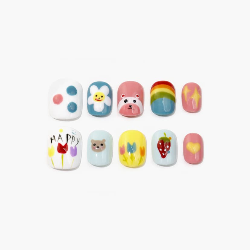 Joyful Vibes Short Round Nails press on nails