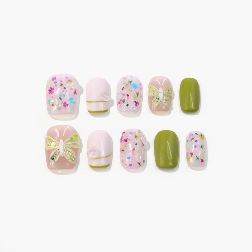 Garden Whisper Short Square Nails press on nails