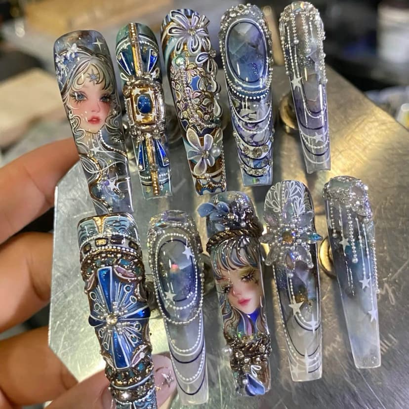 One-of-a-Kind Portrait Custom Nails press on nails