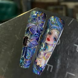 Galaxy Mermaid Starry Night Custom Nails press on nails