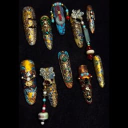 Hand-Painted Oriental Court Style Custom Nails press on nails
