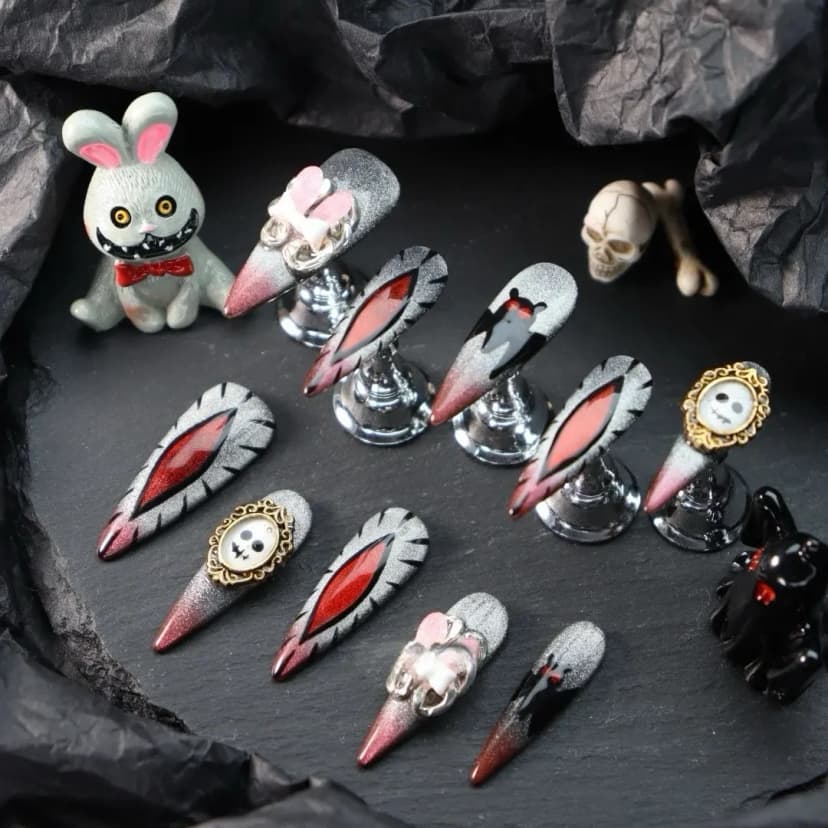 Edgy Halloween Long Stiletto Nails press on nails