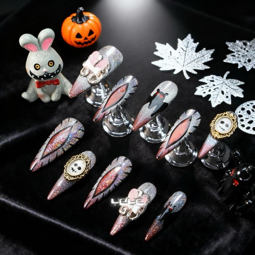 Edgy Halloween Long Stiletto Nails press on nails
