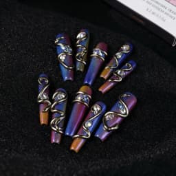 Glam Snake & Rhinestone Holographic Press - on Nails press on nails