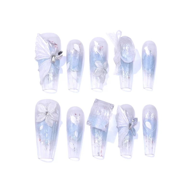 Gradient clear illusion press on nails