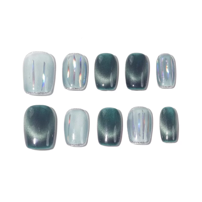 Green Gel Nails Set